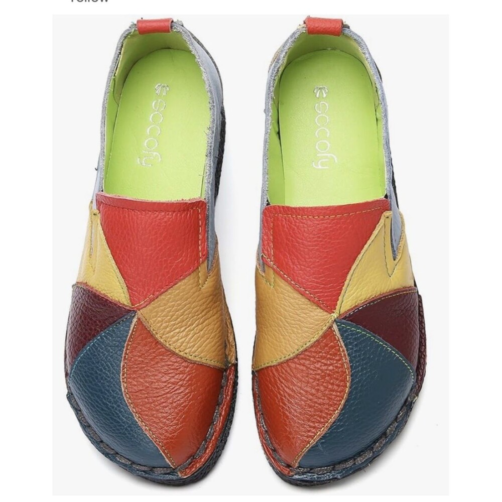 Loafers Women  Shoes Green Red Blue Rainbow Comfort Slip On Flats Sz 8 NEW